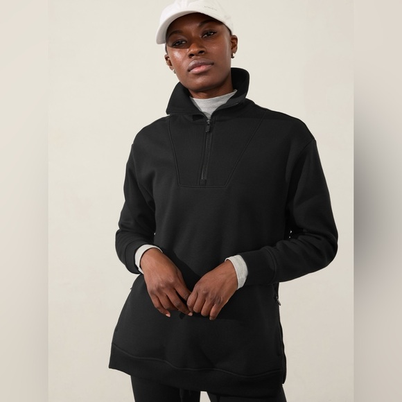 Athleta Tops - Athleta Cozy Karma 1/2 Zip Sweatshirt // Black